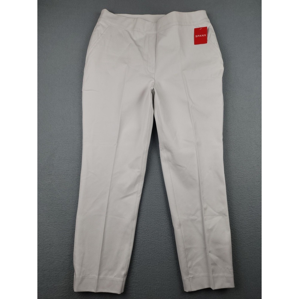 Spanx Silver Linings Slim Straight Jegging Pants Womens L White Stretch Pull On